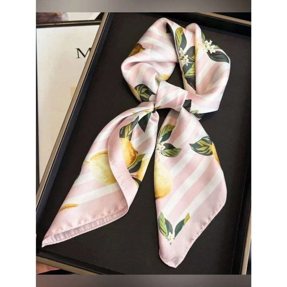 Pink Lemon Print Scarf A1874